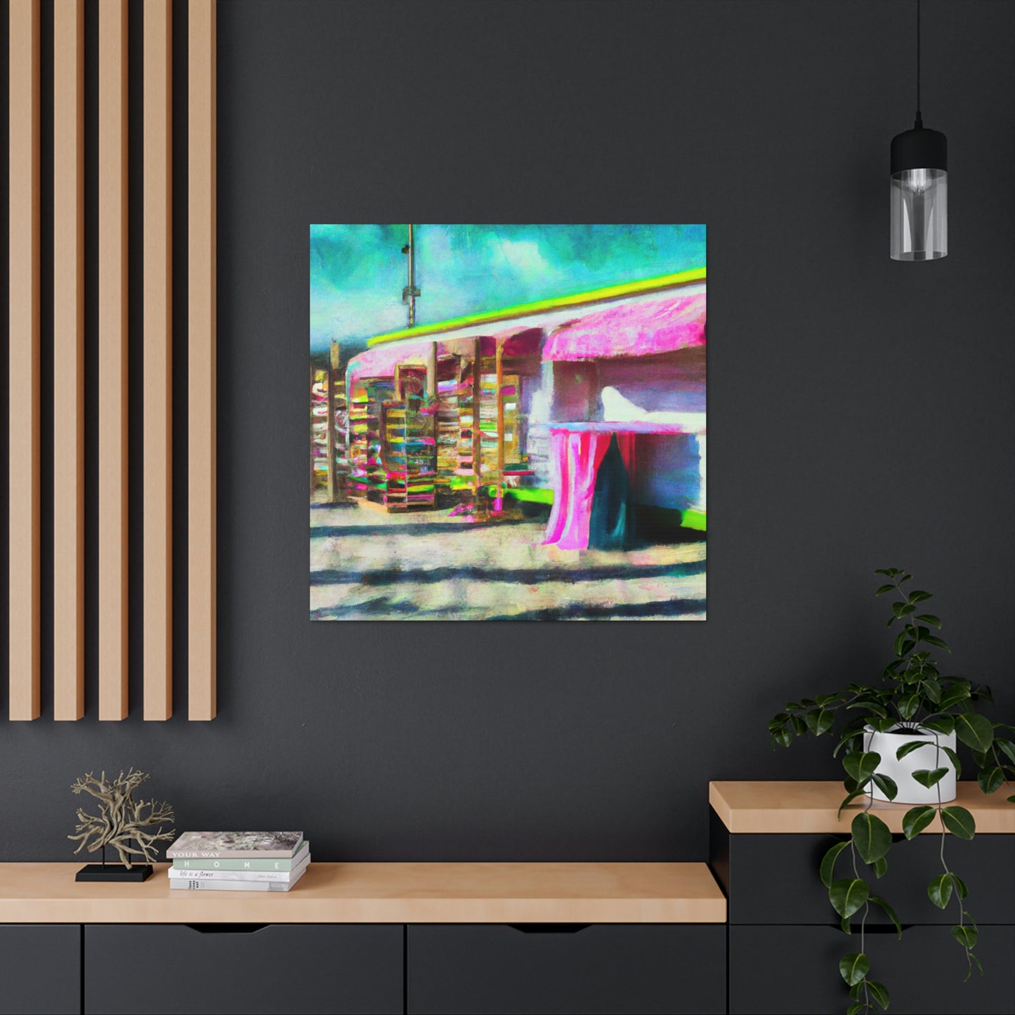 "Surreal Seaside Shops" - Canvas