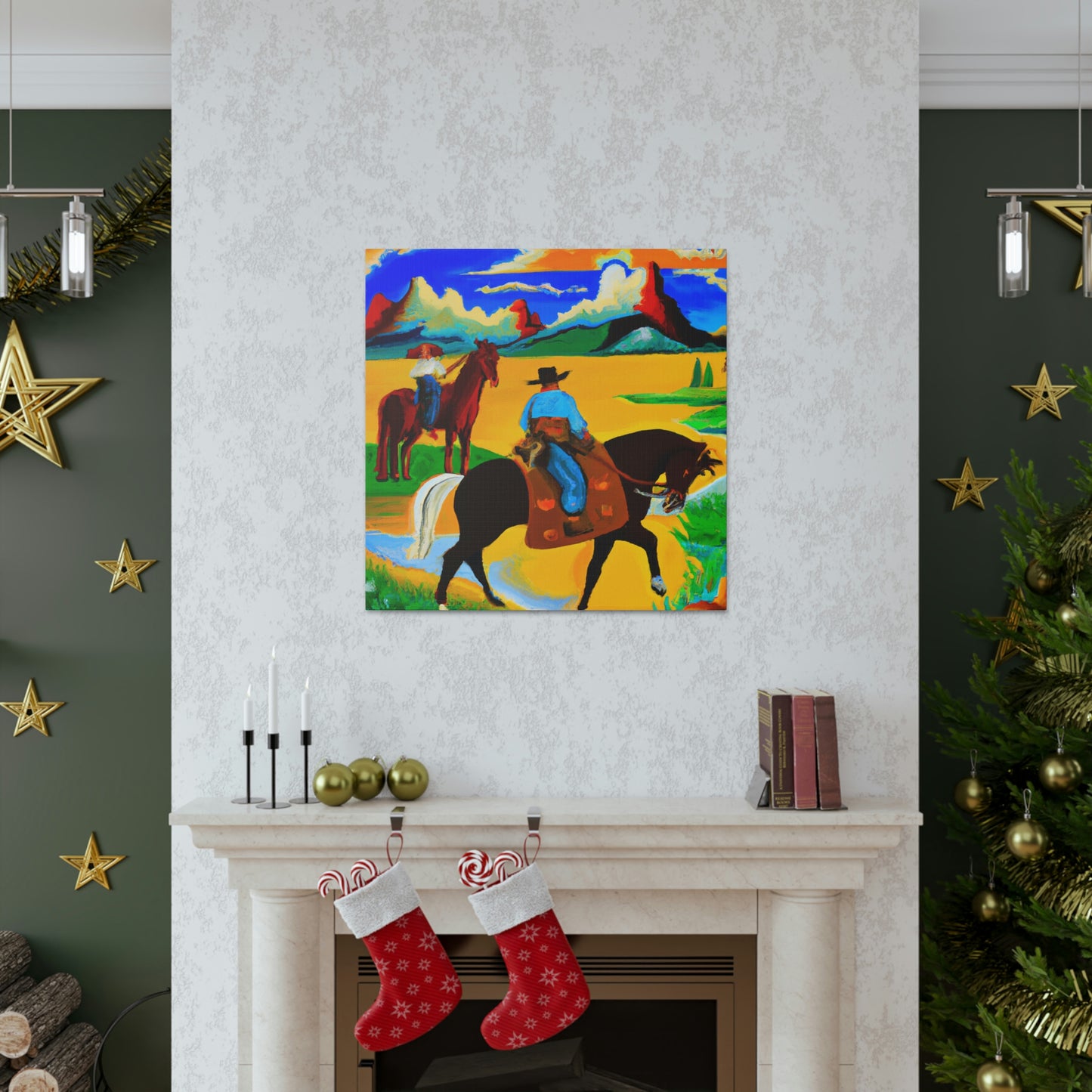 Grazing Horses Sunset - Canvas