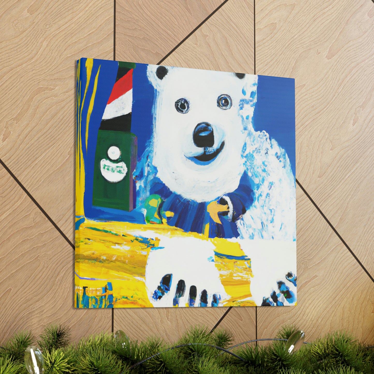 Polar Bear Reflection. - Canvas