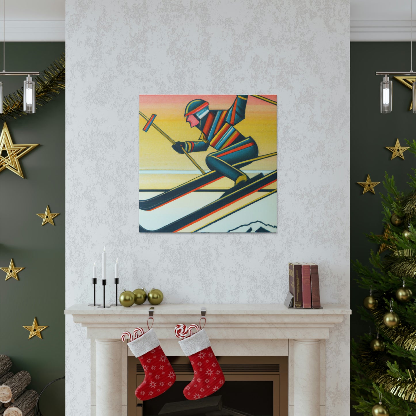 Snowy Art Deco Slopes - Canvas