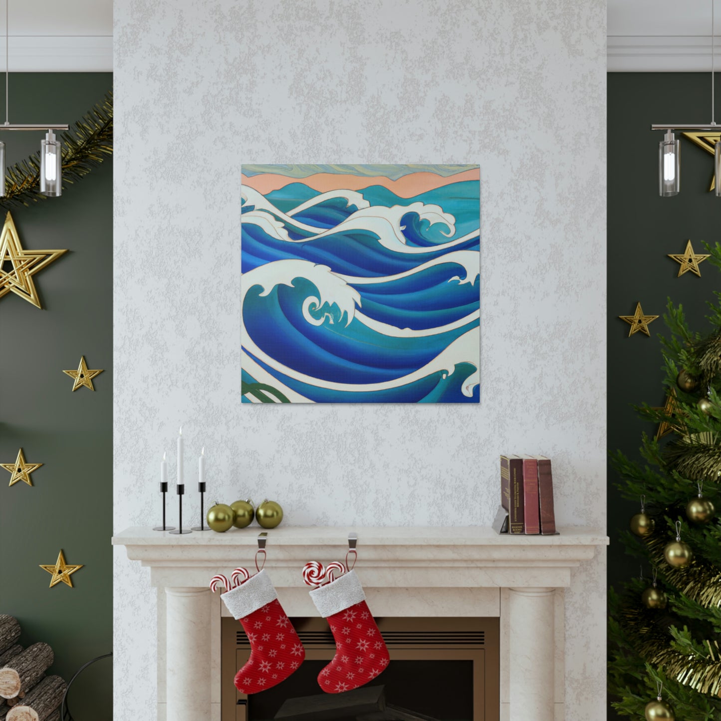 "Glimmering Ocean Fireworks" - Canvas