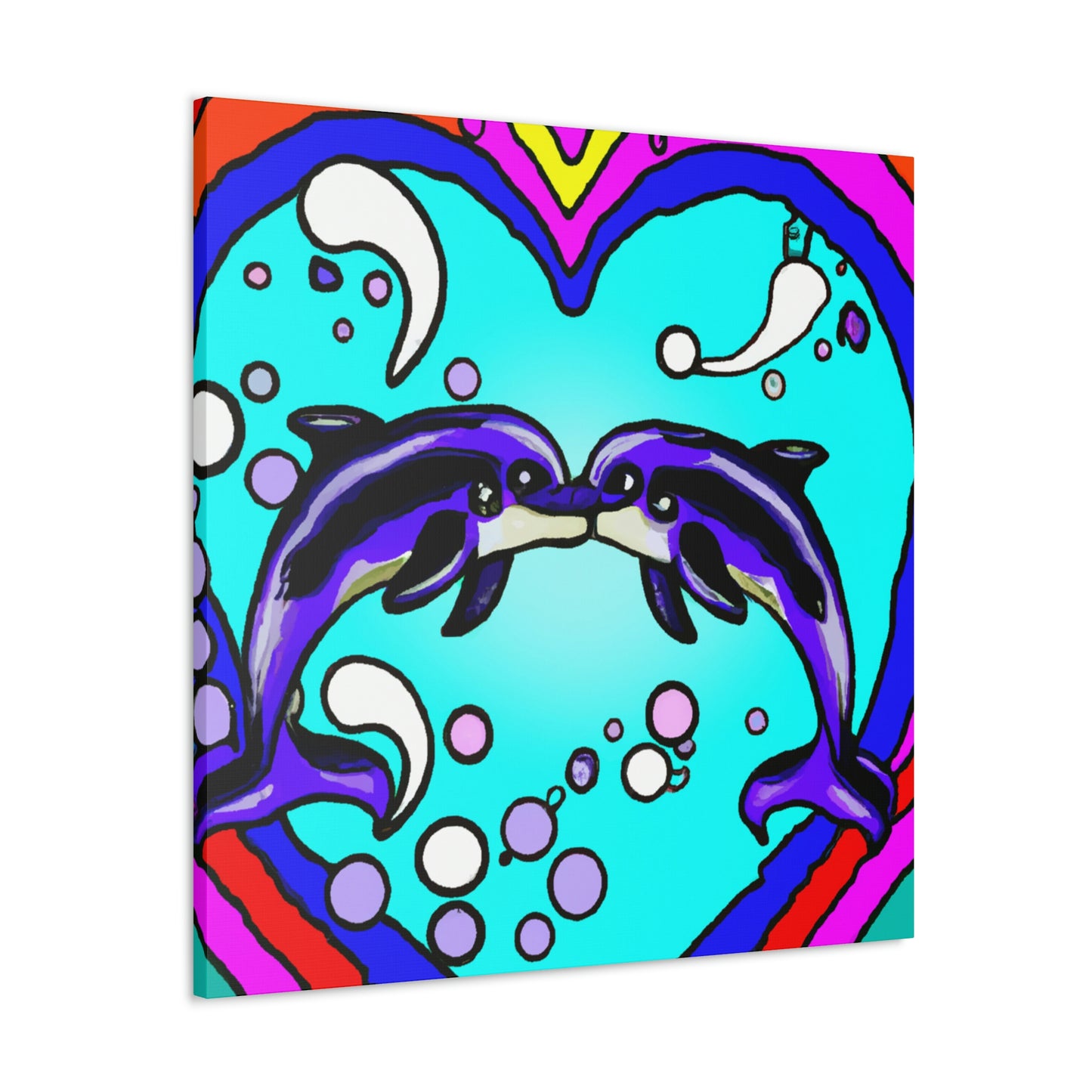 Loving Dolphin Pop Art - Canvas