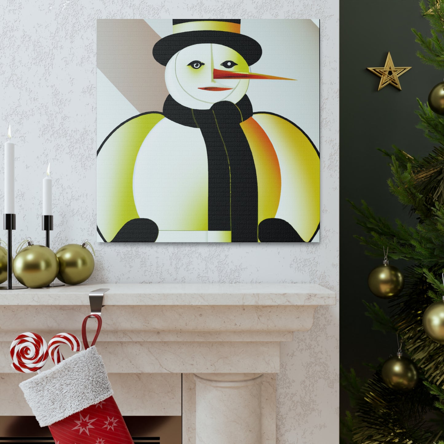 "Frosty Snowman Deco" - Canvas