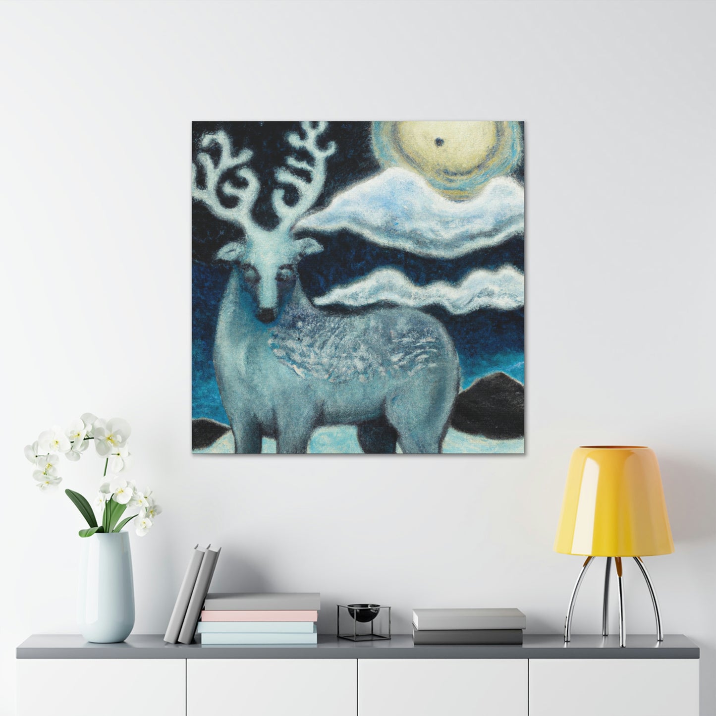 Reindeer Pointillism Scene - Canvas