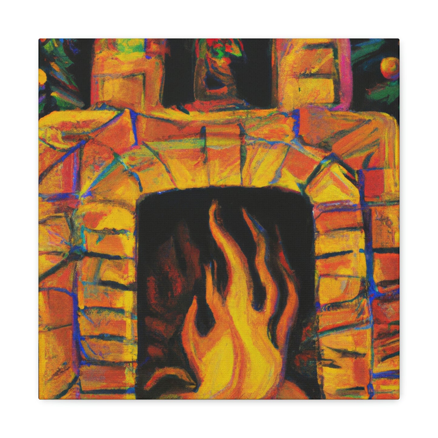 "Flaming Fireplace Flair" - Canvas