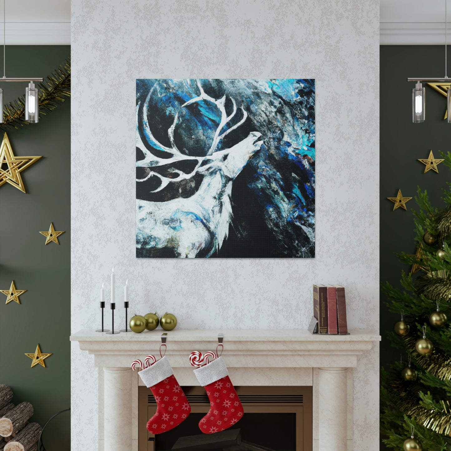 "Reindeer Abstract Expression" - Canvas