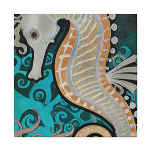 "Seahorse Art Deco Dream" - Canvas