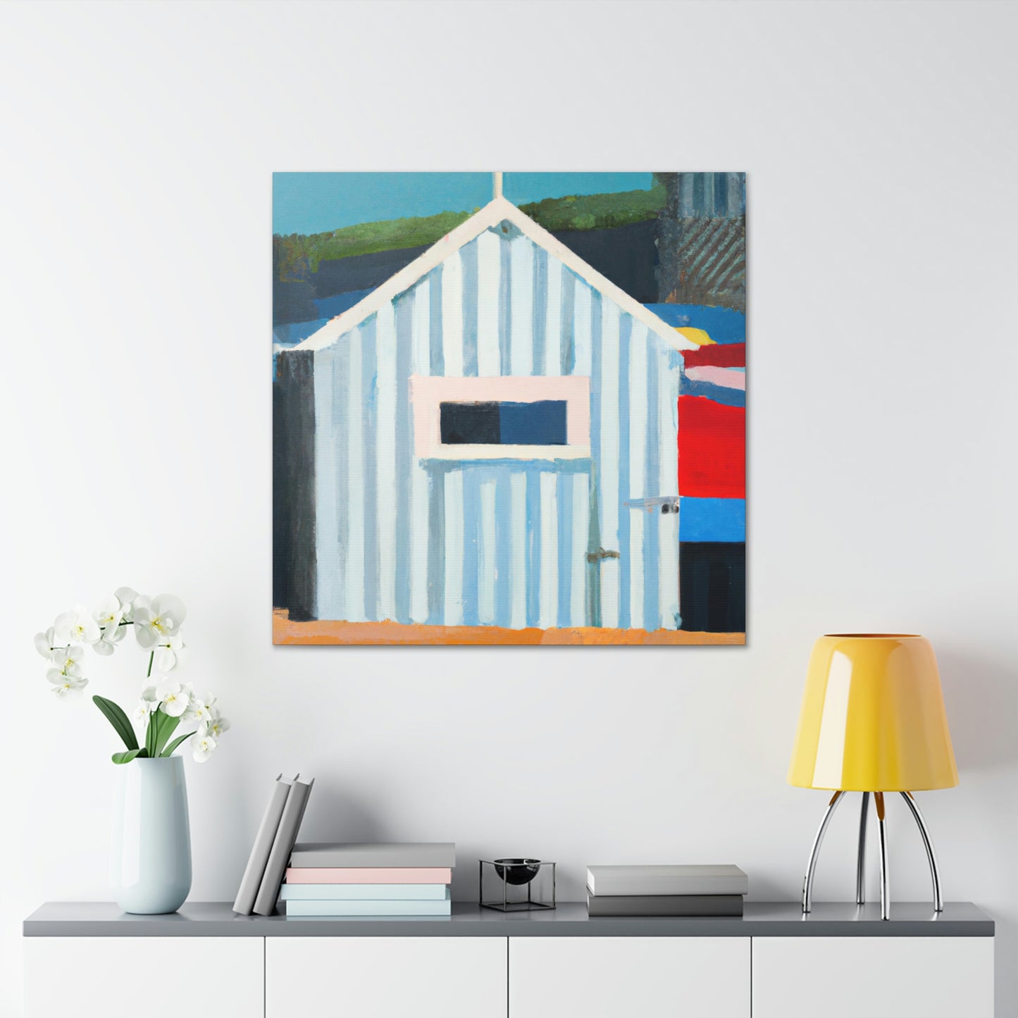 "Beach Hut Majesty 1940s" - Canvas