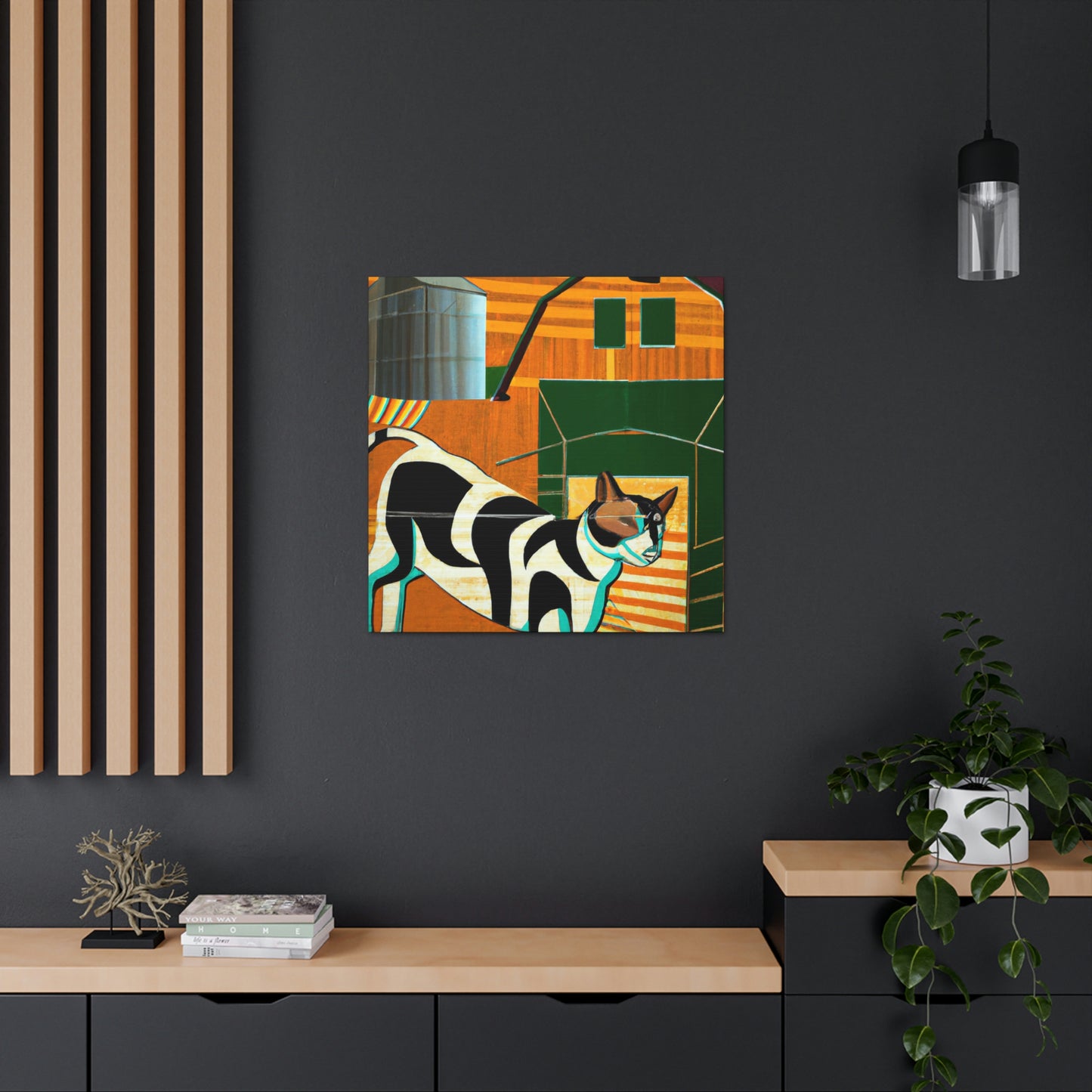 "Barn Cat Art Deco" - Canvas