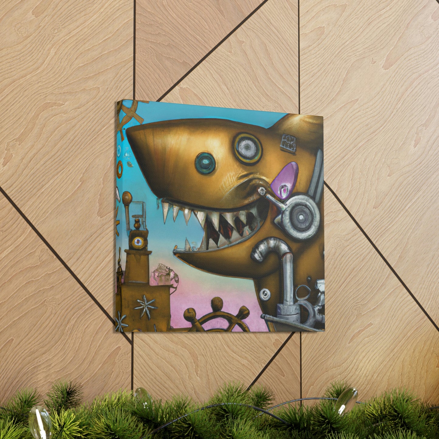 "Shark in Steampunk Goggles" - Canvas