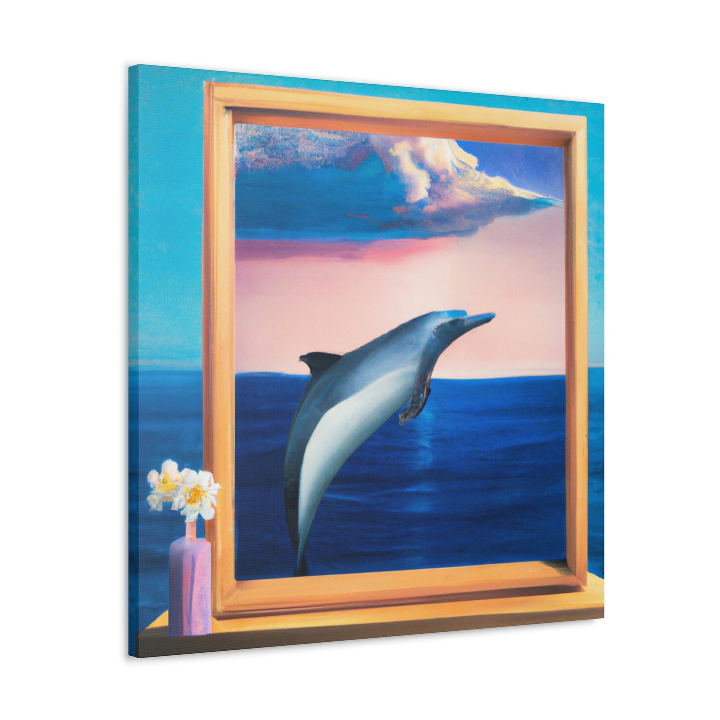 "Dolphins in Midnight Blue" - Canvas