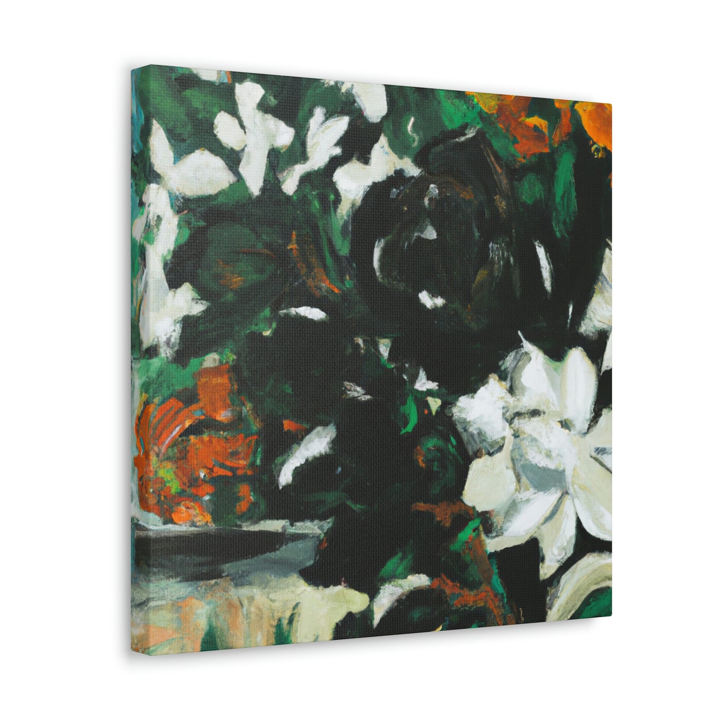 Gardenia's Expressionist Bloom - Canvas