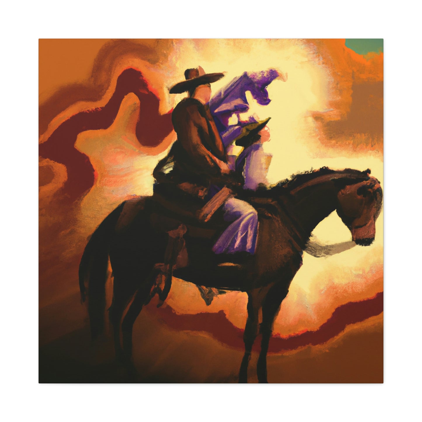 "Cowboy on Horseback Ride" - Canvas