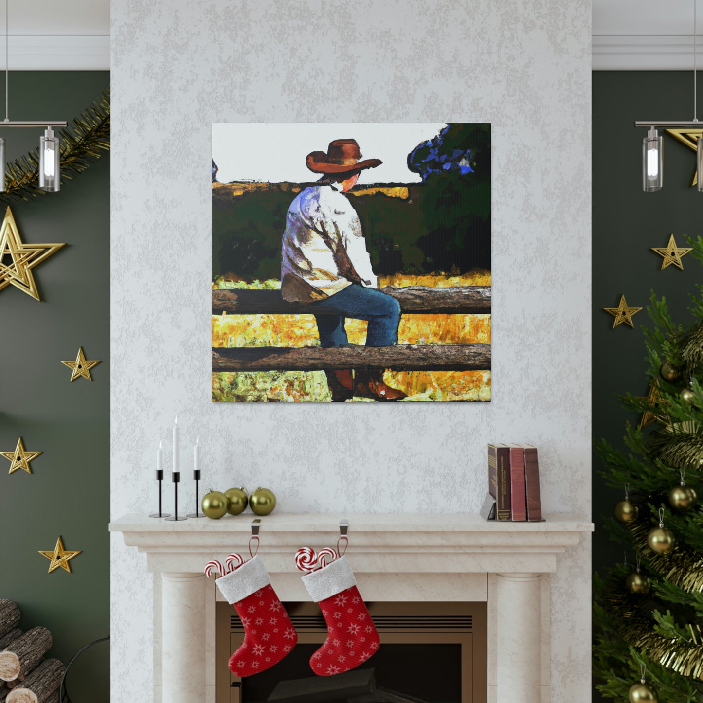 Cowboy on the Fence - Canvas