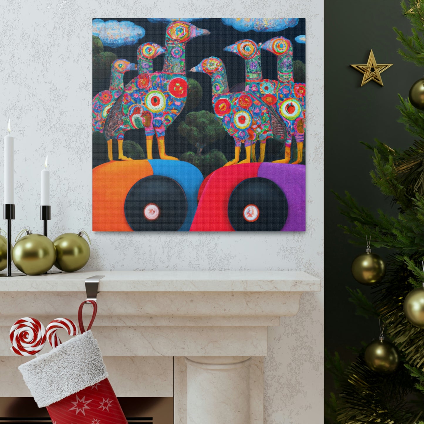 "African Grey Folk Art" - Canvas