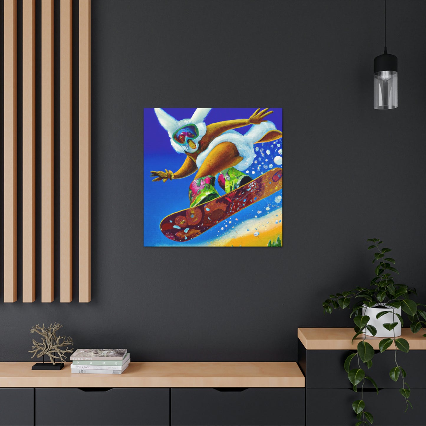 "Snow Boarding Deco Splendor" - Canvas