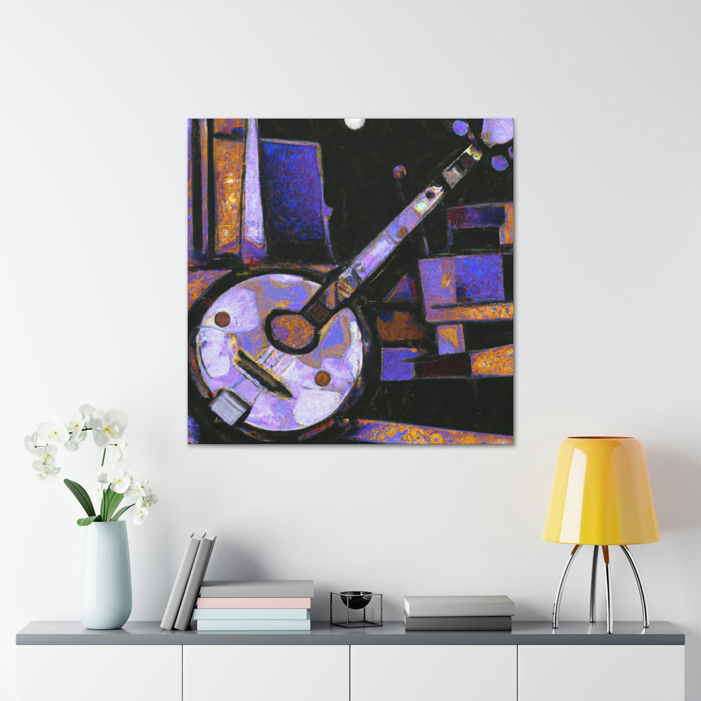 "Banjo in Blue Music" - Canvas