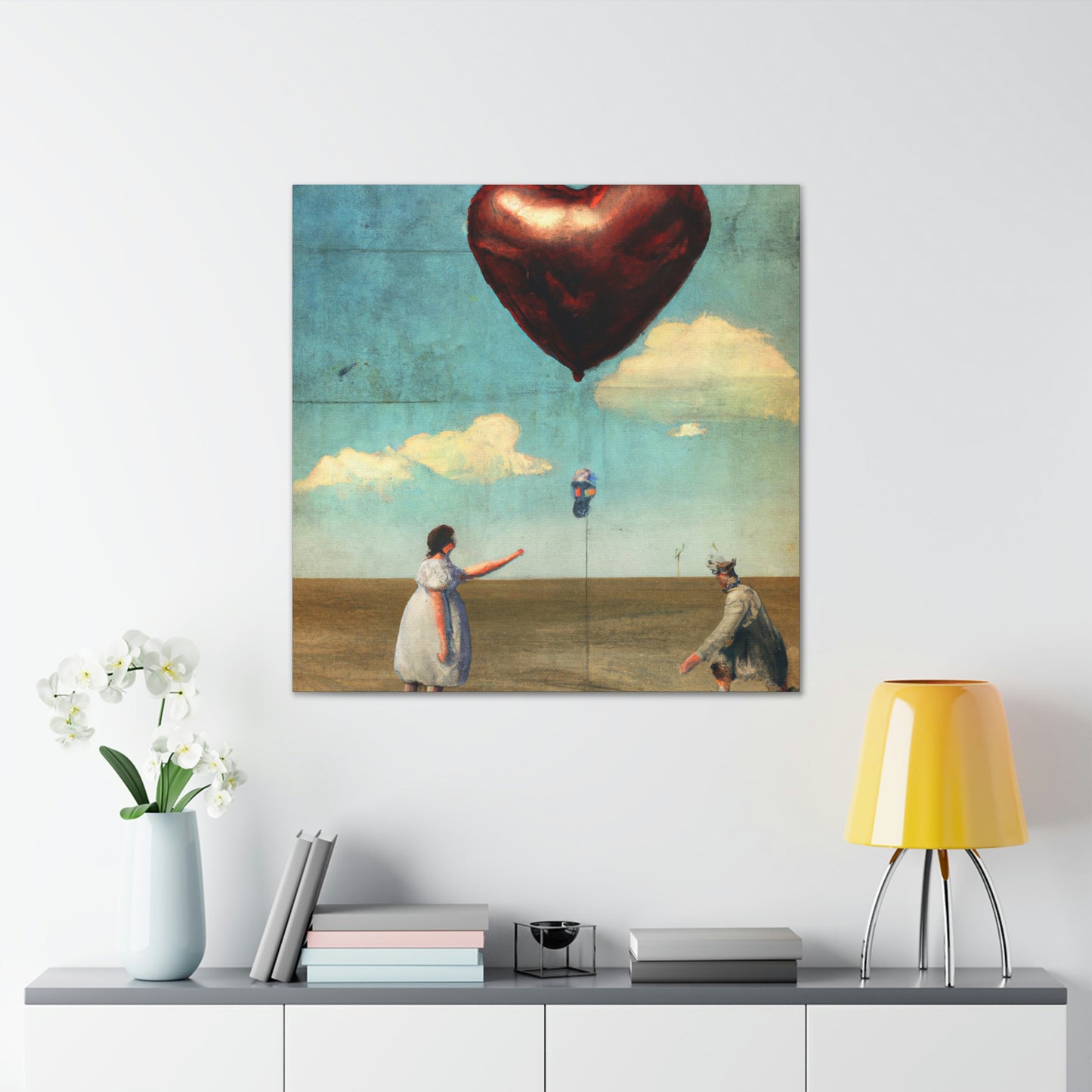 "Heart Balloon Ascension" - Canvas