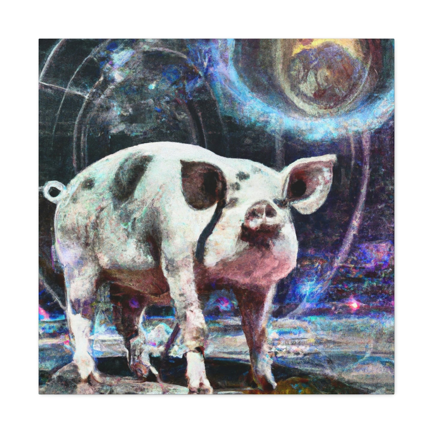 "Pot-Bellied Pig Dreamscape" - Canvas