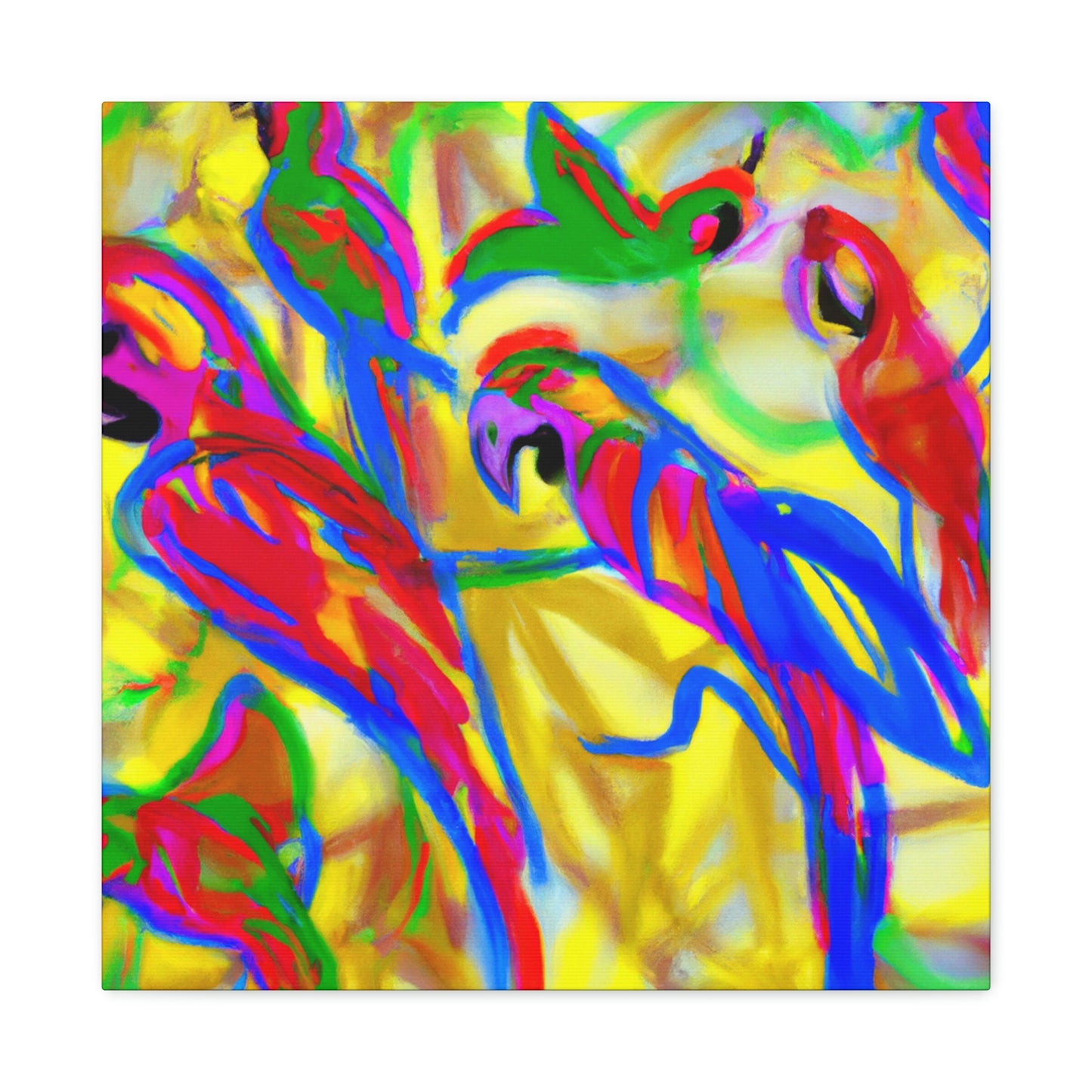 "Macaws in Flight Expressionism" - Canvas