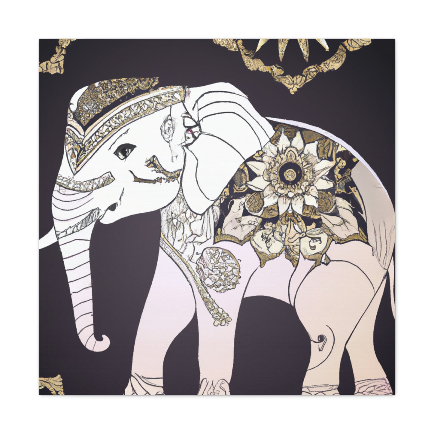 Gilded Indian Elephant. - Canvas