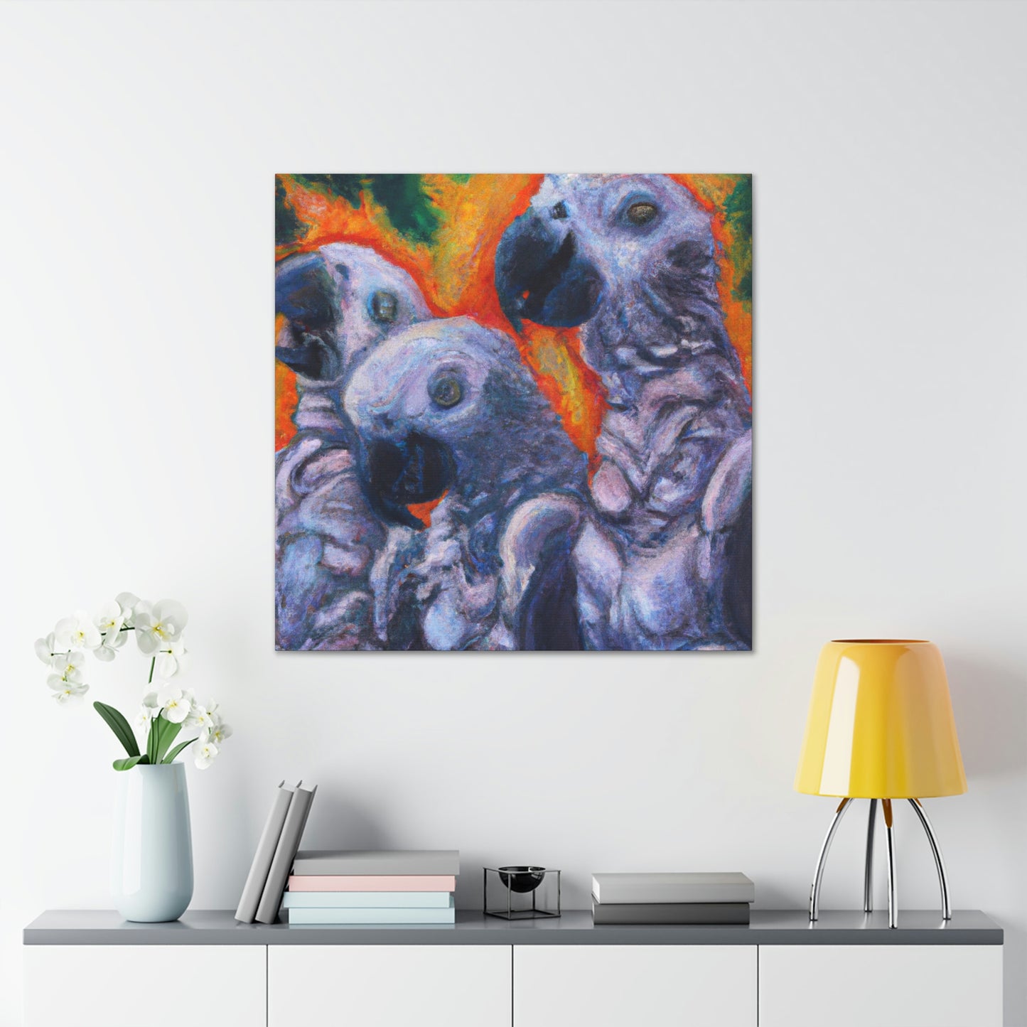 African Greys Celestial Arising - Canvas