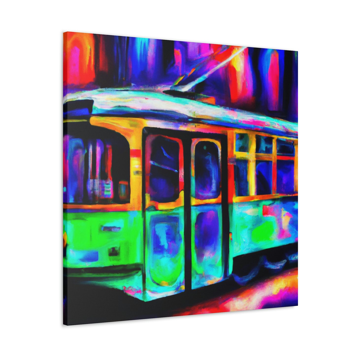 "Trams at Sunset Glowing" - Canvas