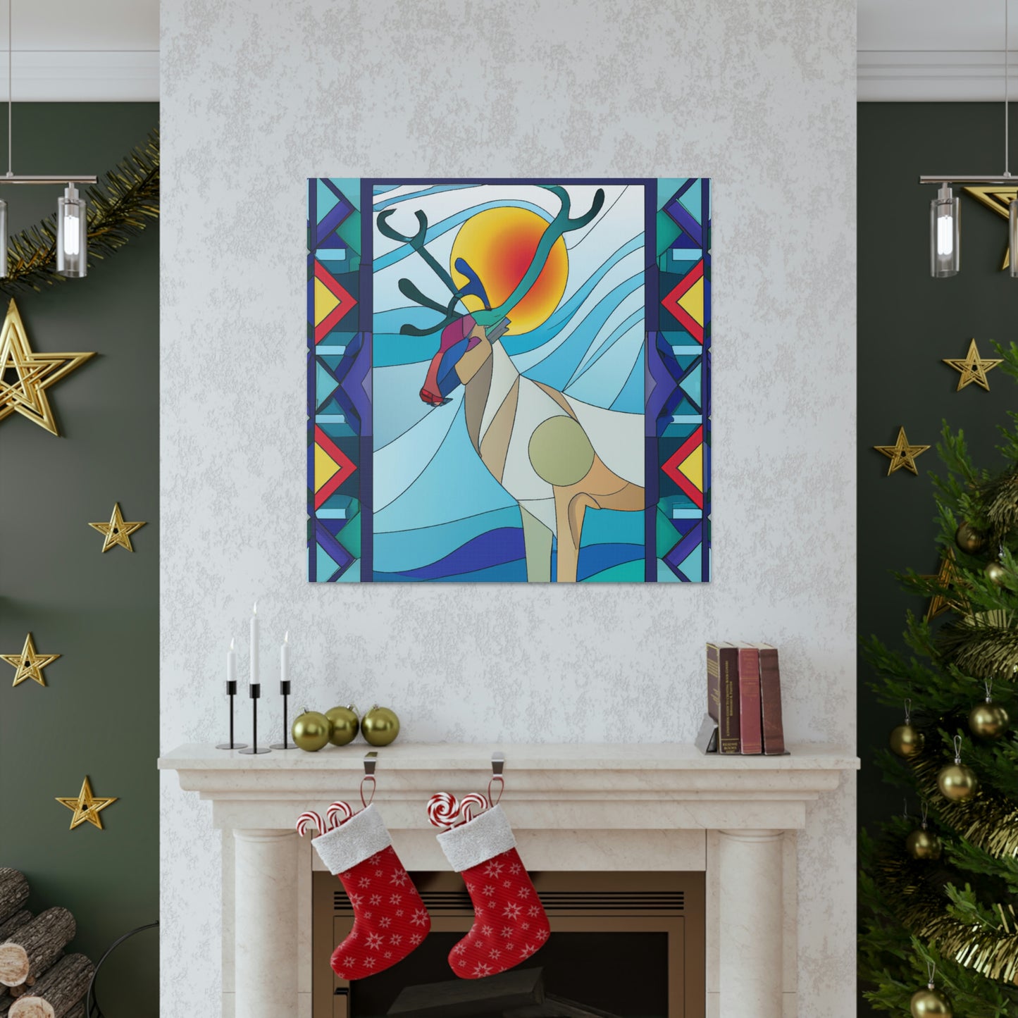 "Reindeer's Radiant Dance" - Canvas