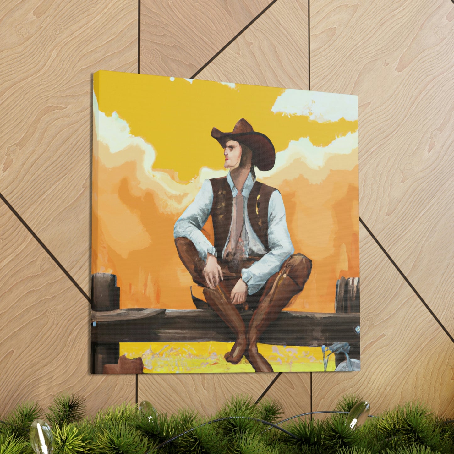 "Cowboy on a Fence" - Canvas