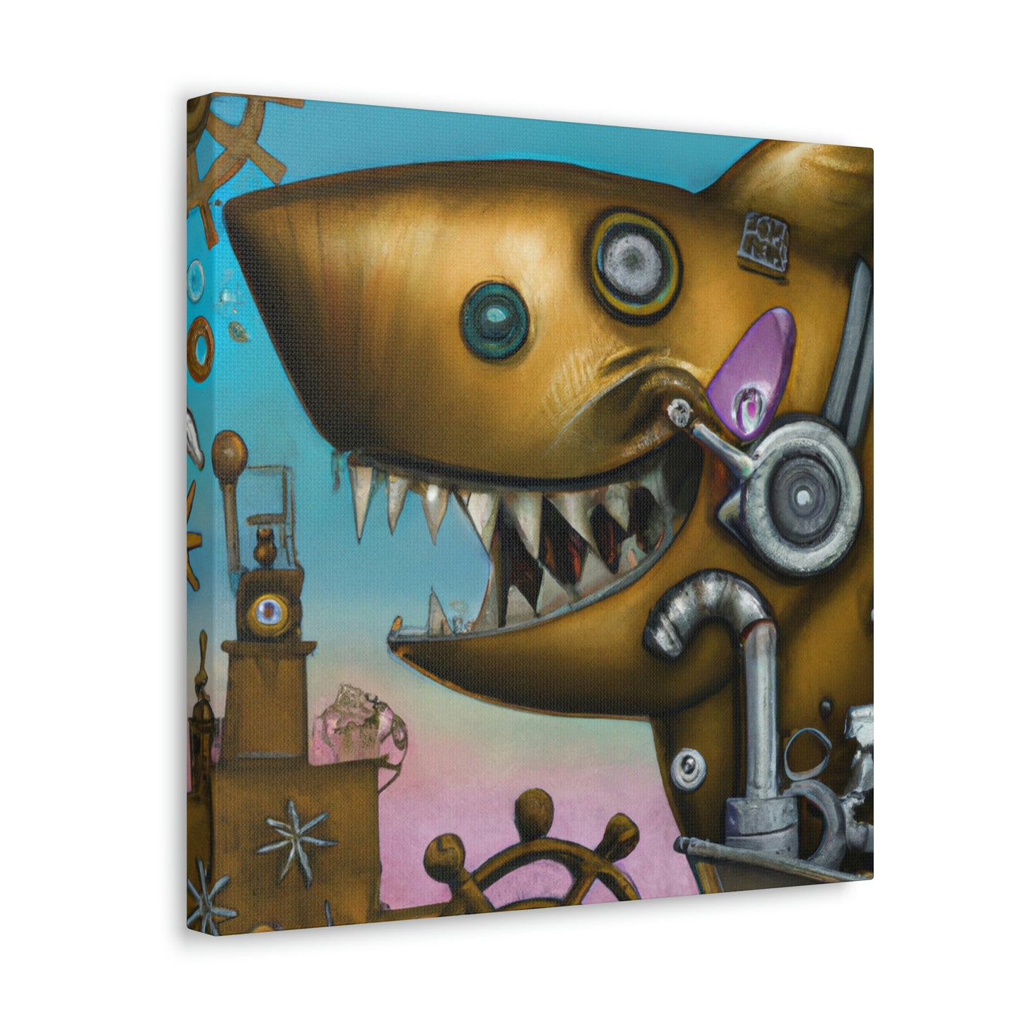 "Shark in Steampunk Goggles" - Canvas