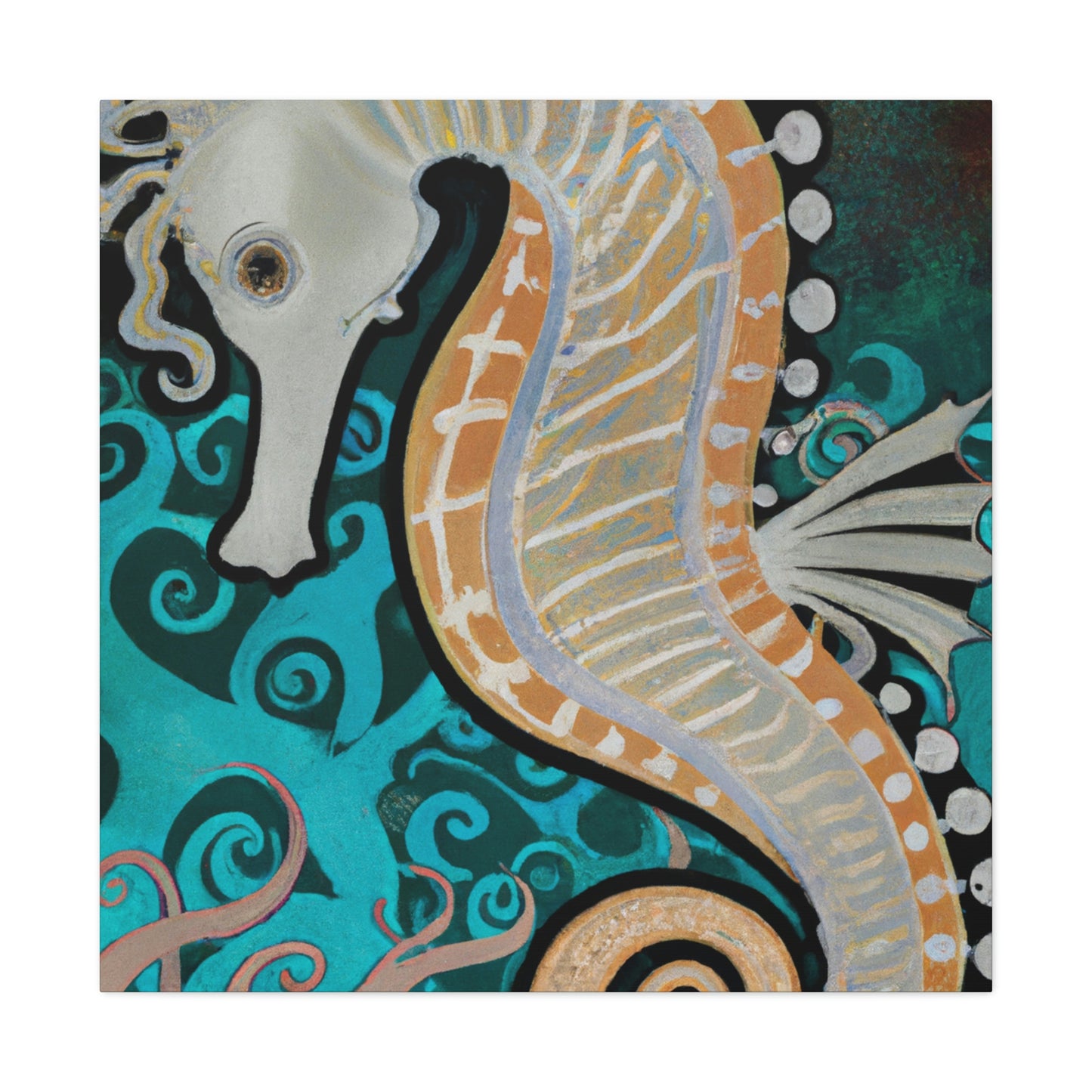 "Seahorse Art Deco Dream" - Canvas