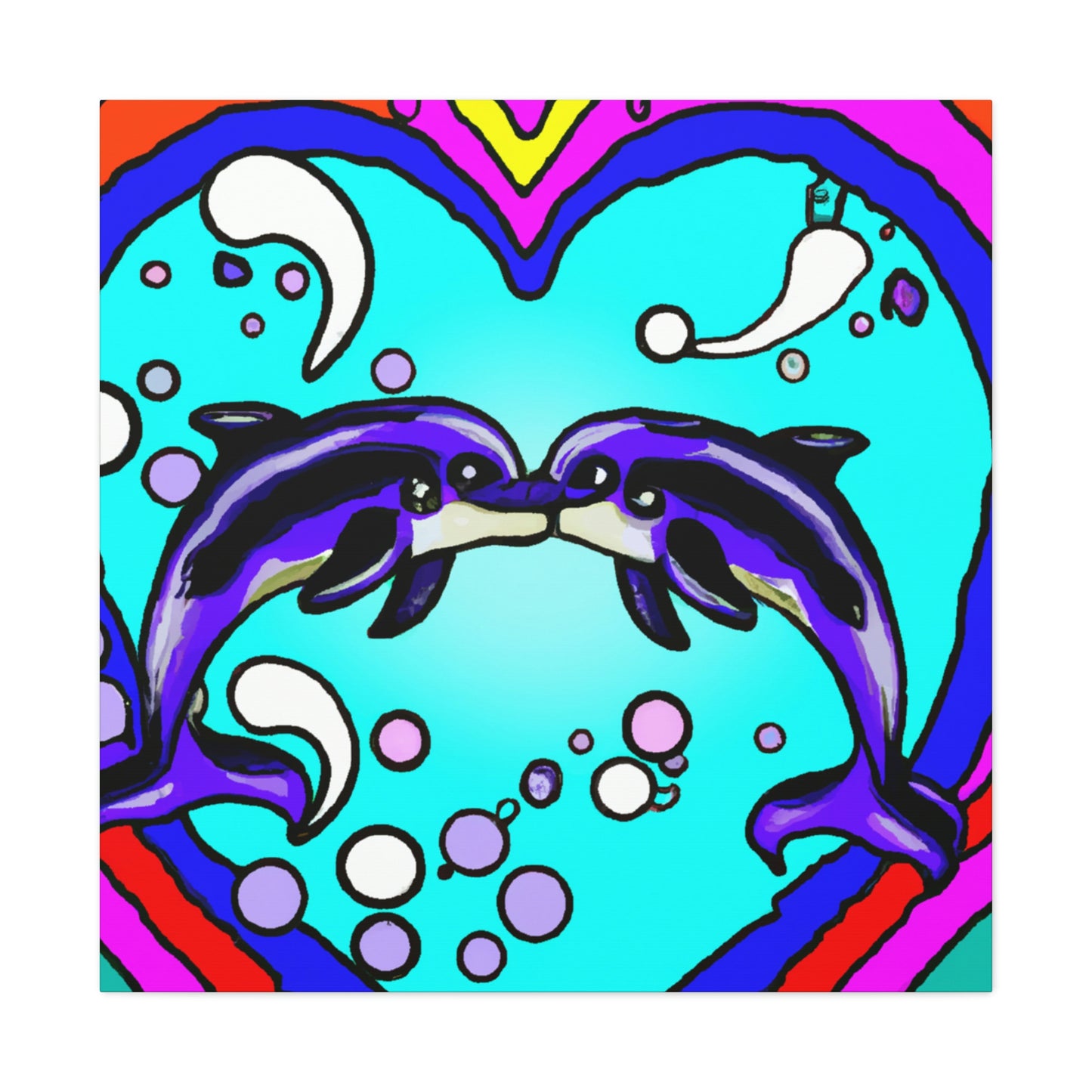 Loving Dolphin Pop Art - Canvas