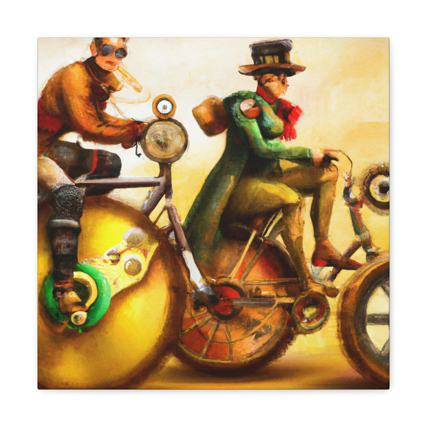 Biking in Steampunkland - Canvas