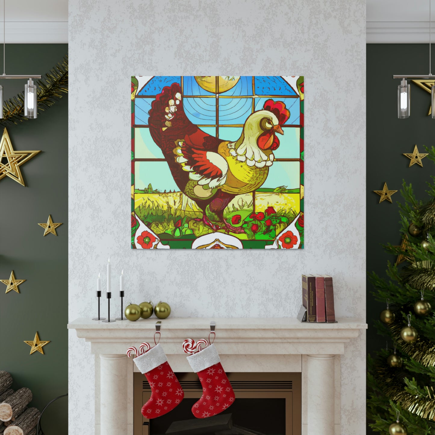 "Chickens in Art Nouveau" - Canvas