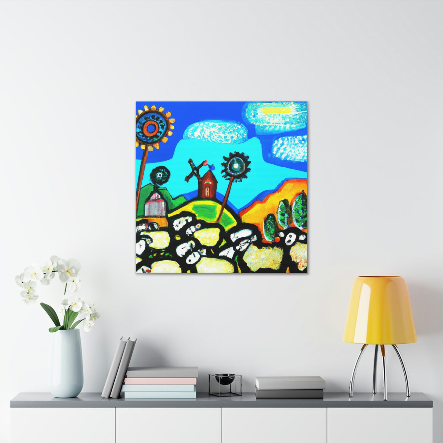 Sheep in Pastoral Scene - Canvas