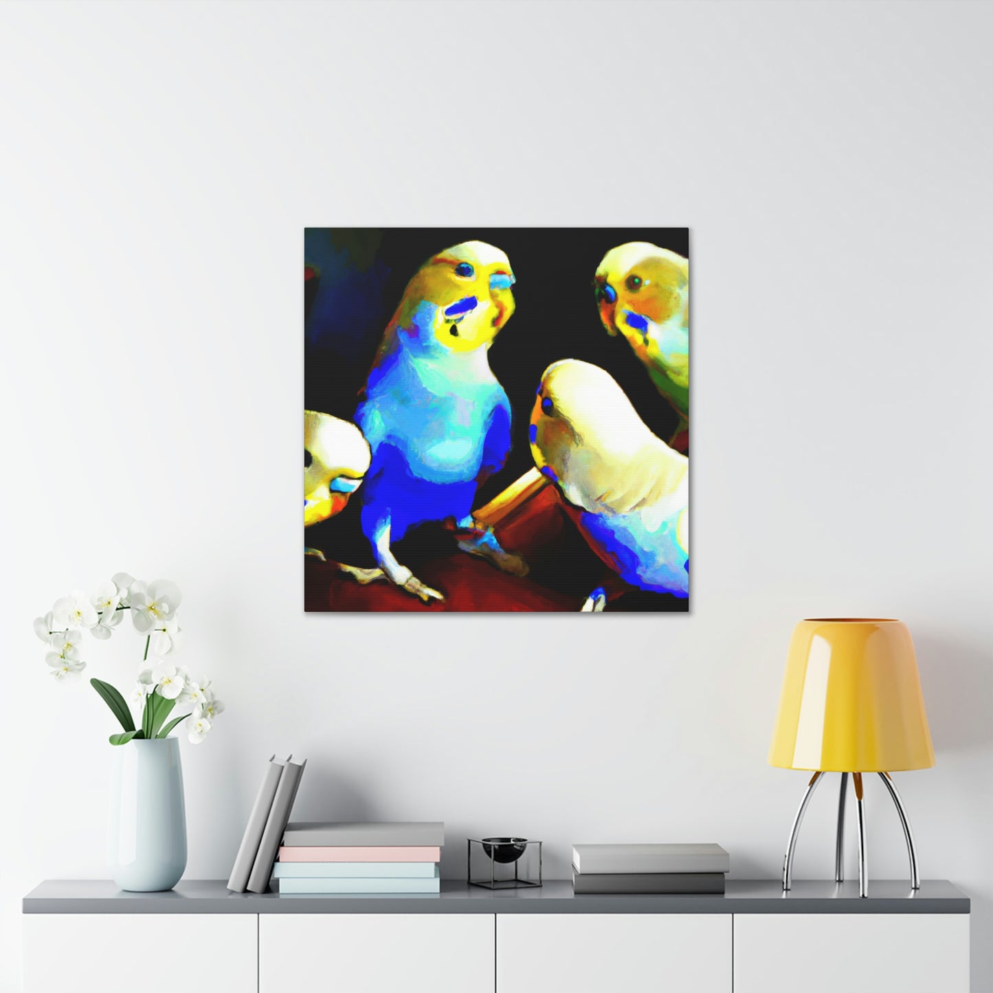 Parakeets in Deco - Canvas