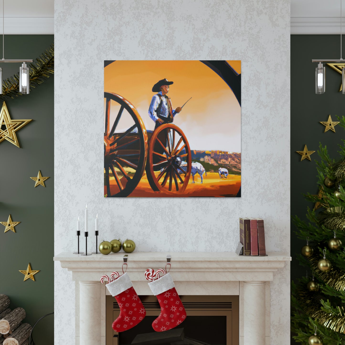 Aging Wooden Wagon Wheel - Canvas