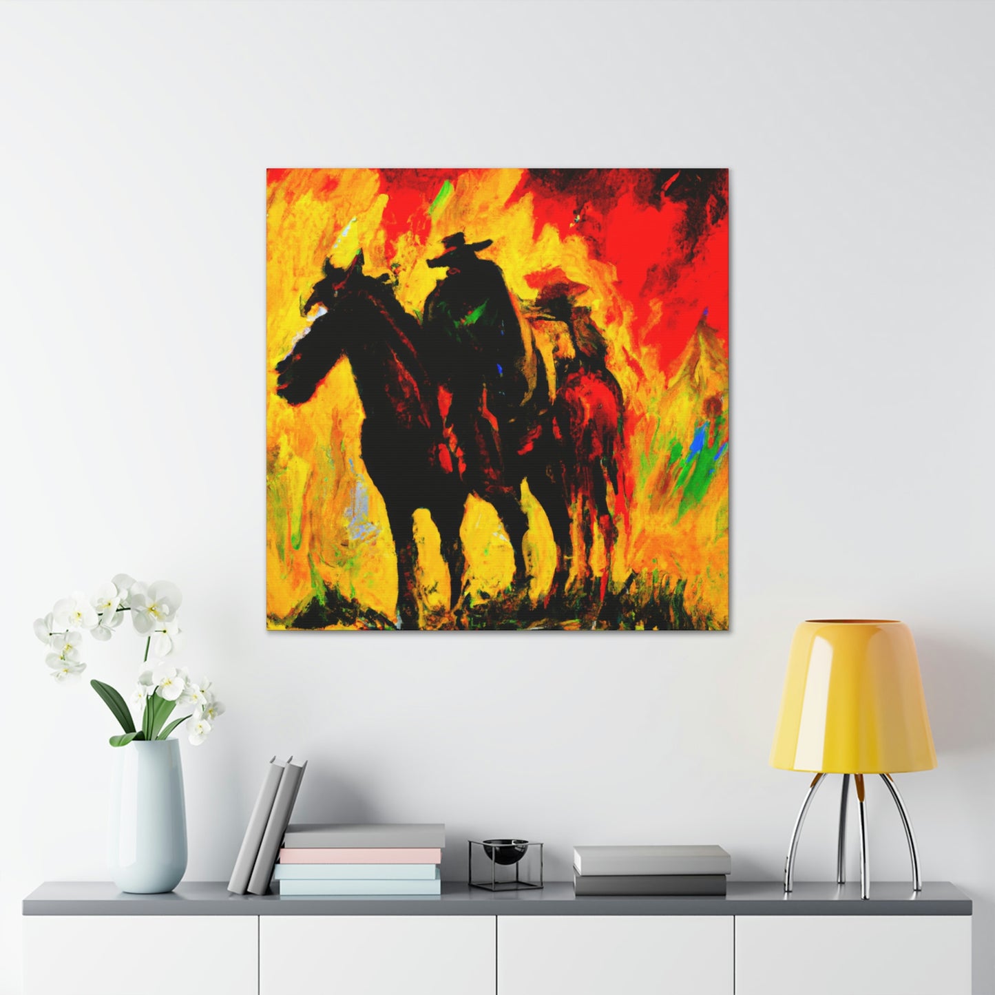 Cowboy and Steed. - Canvas