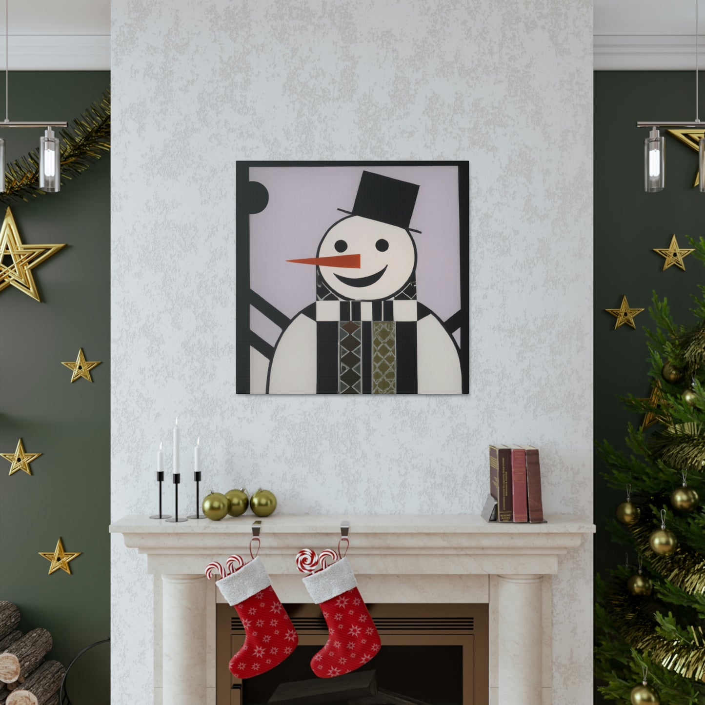 "Frosty Art Deco Snowman" - Canvas