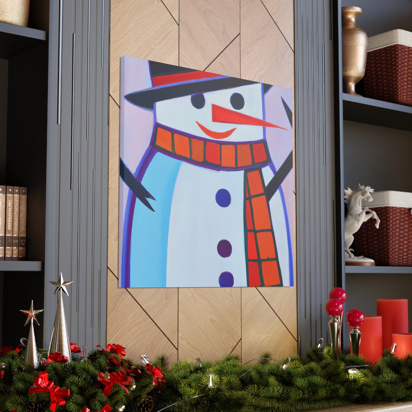 "Frosty Art Deco Snowman" - Canvas