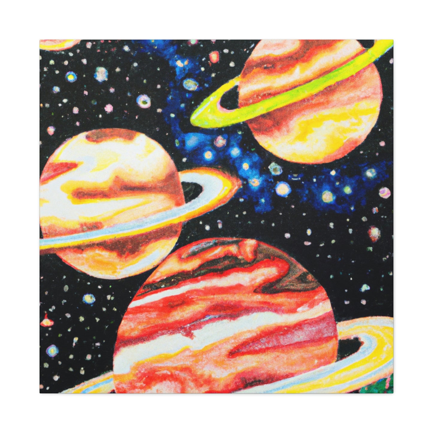 Planets in Pointillism - Canvas