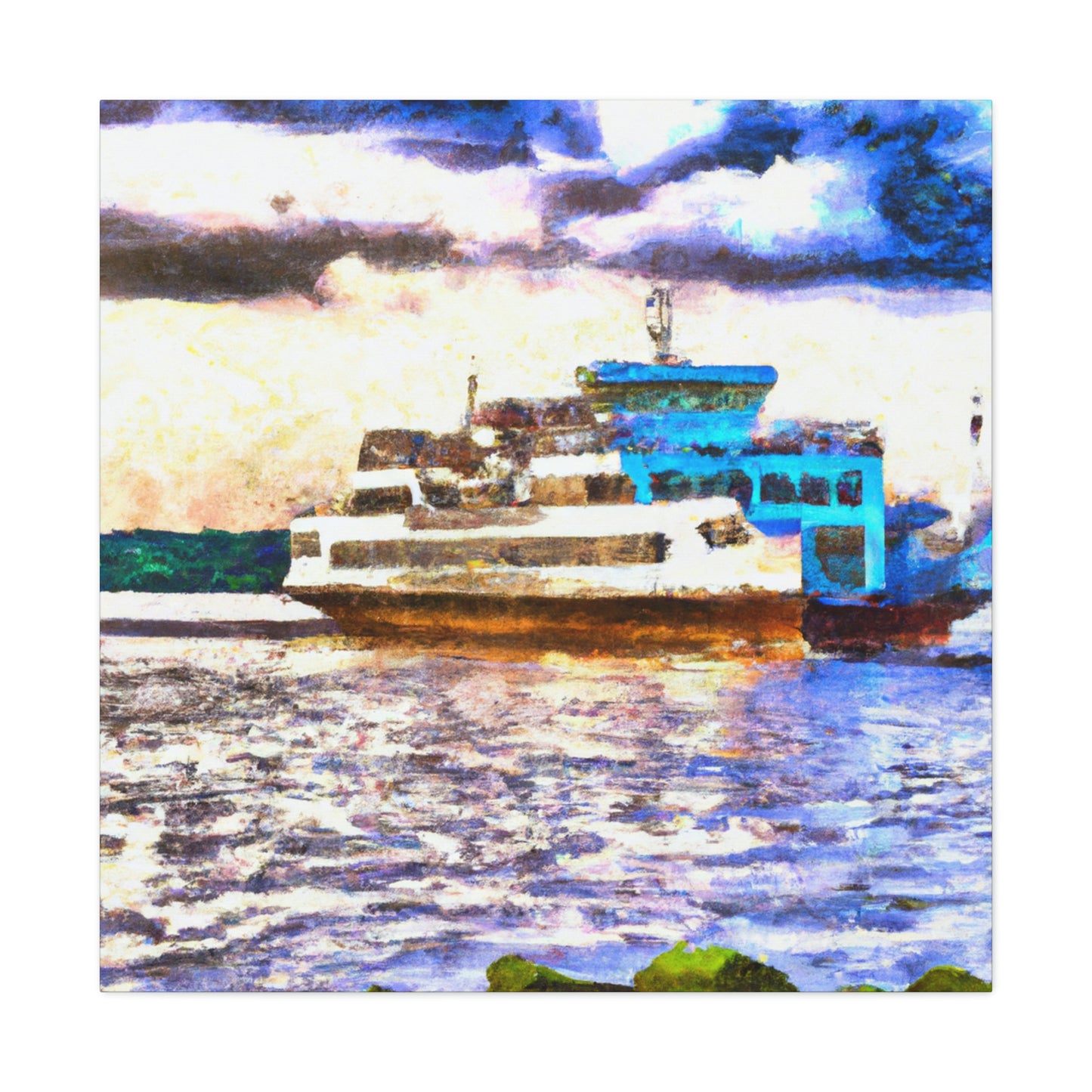 Ferry at Nightfall - Canvas