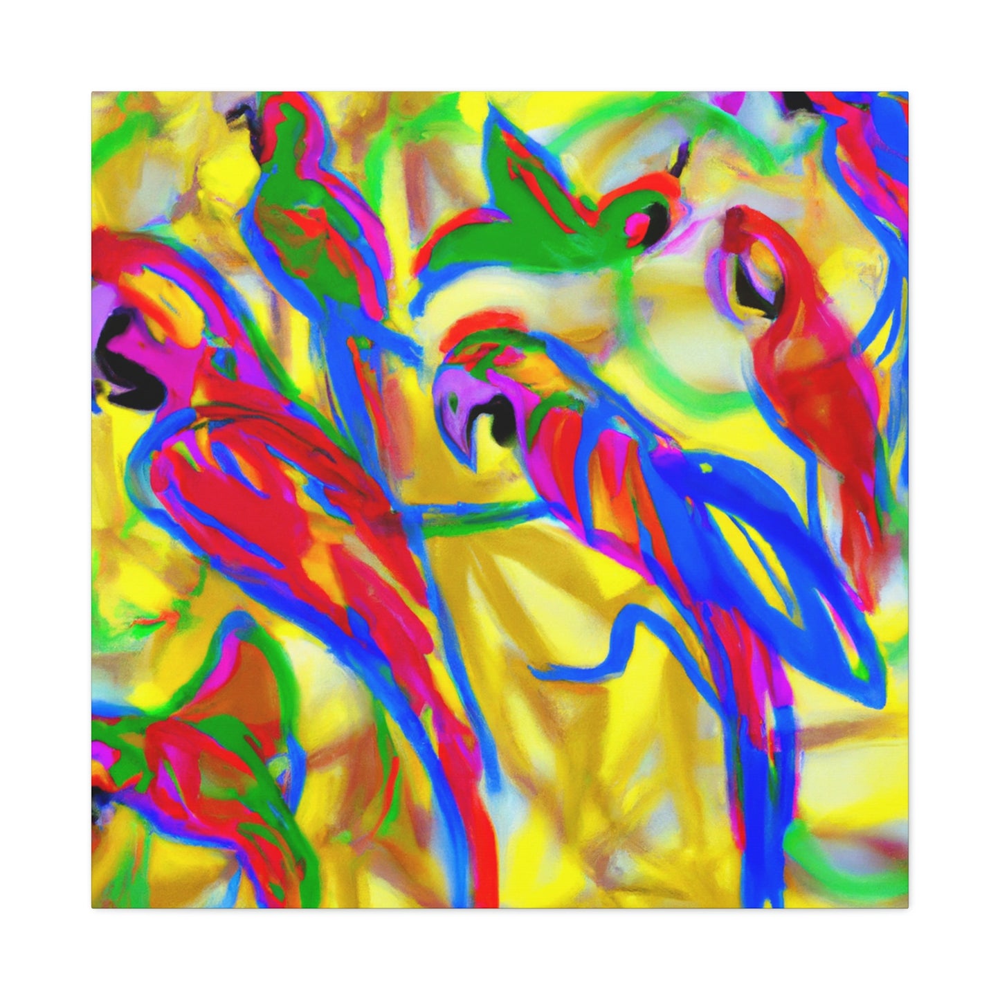 "Macaws in Flight Expressionism" - Canvas