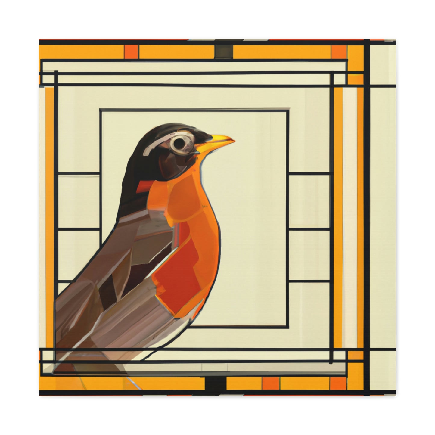 "Singing Art Deco Robin" - Canvas