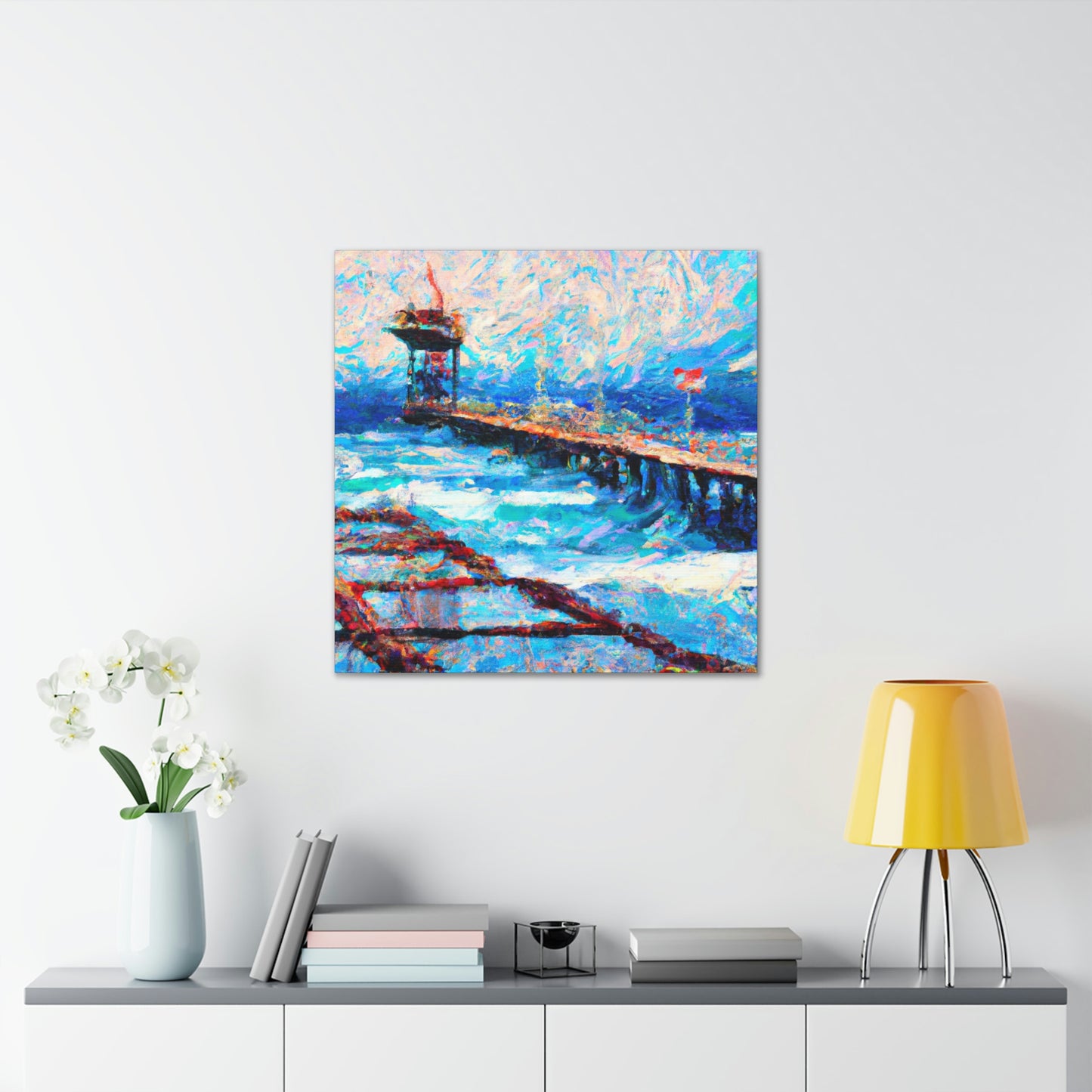 Pier Over Reflection. - Canvas