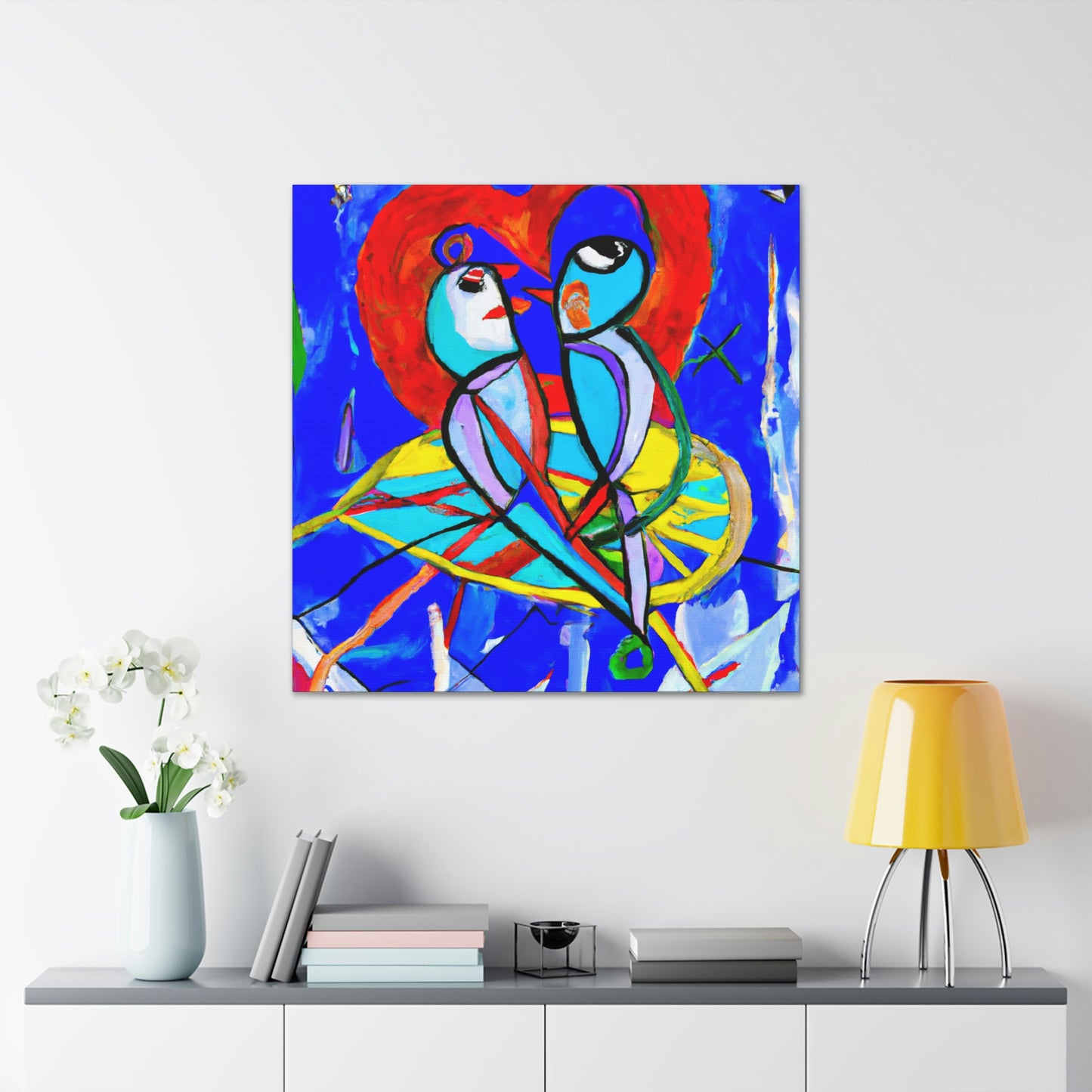 "Lovebirds On A Wire" - Canvas