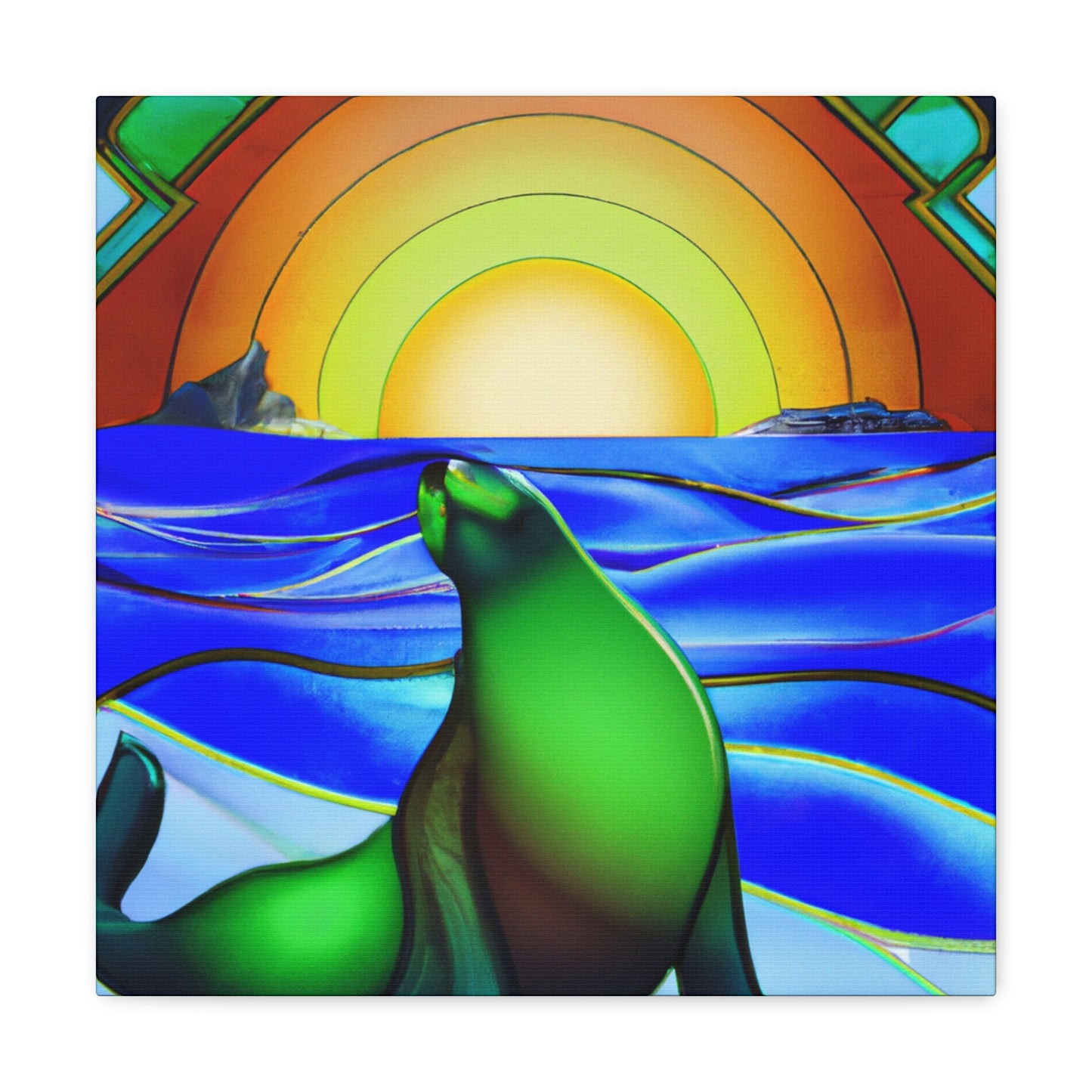 "Serene Sea Lion Sleek" - Canvas