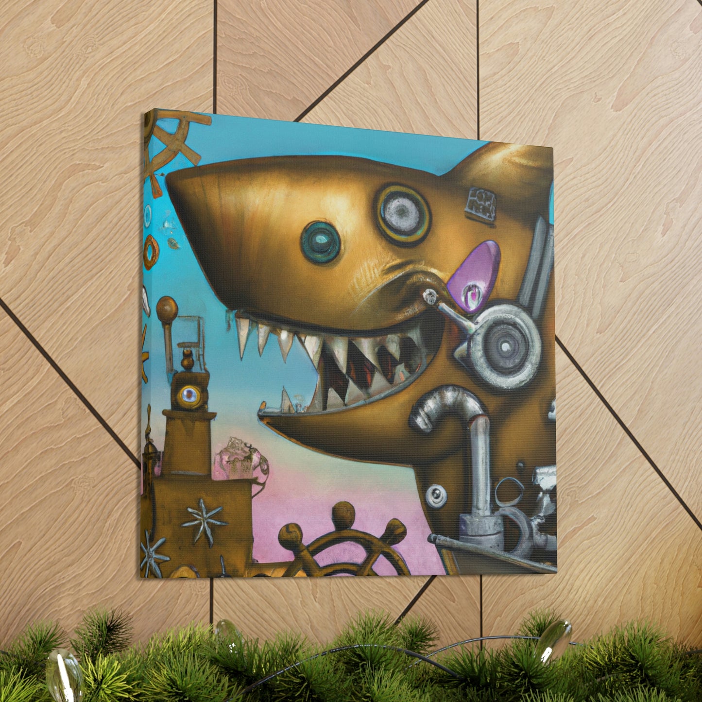 "Shark in Steampunk Goggles" - Canvas