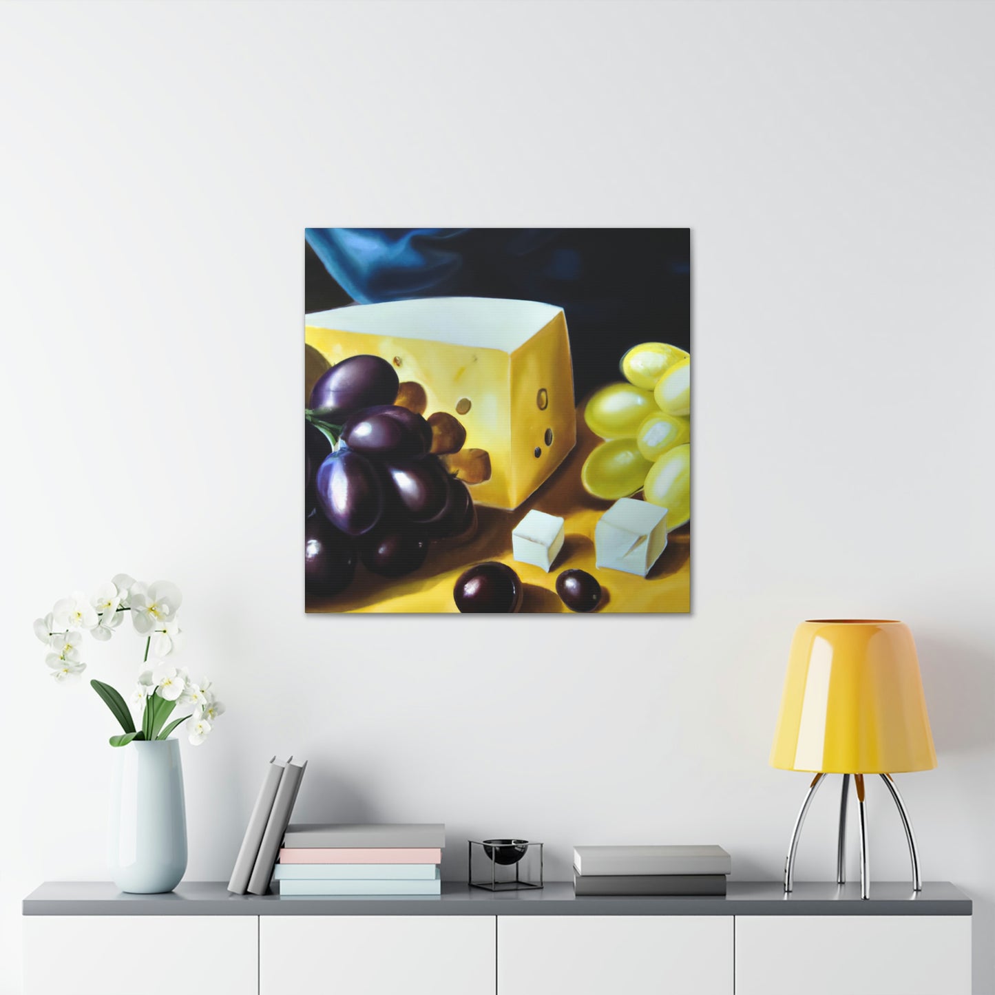 Cheese and Grapes Tapestry - Canvas