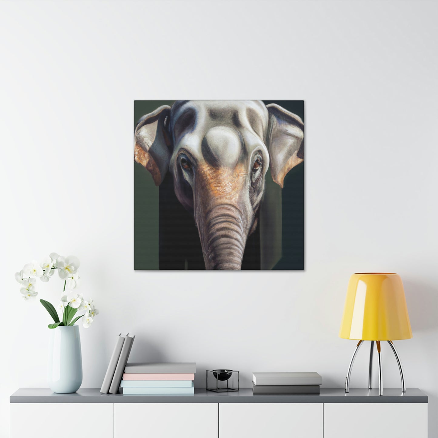 "Elephant in Monsoon Rain" - Canvas